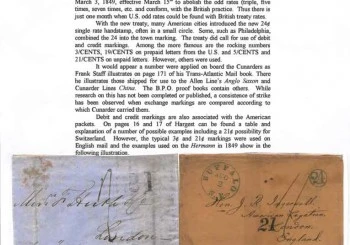 Calvet Hahn – 1847 Stamps – Transatlantic Treaty Rates
